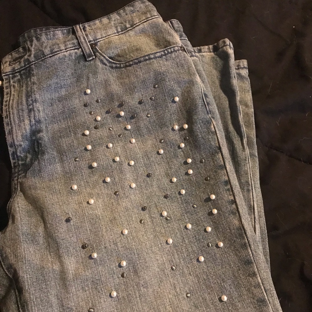 Pearl detail jeans